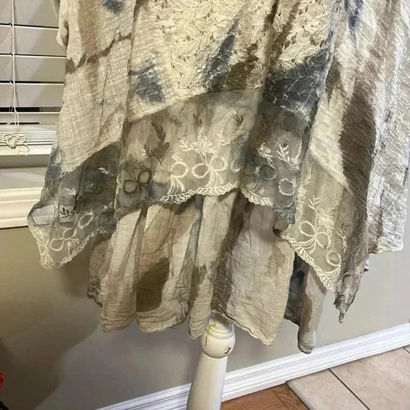 [L]Froccella Two tone Tie Dye layered  tunic LS Dress - Picture 3 of 13